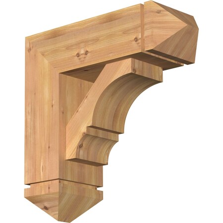 Ekena Millwork Balboa Arts and Crafts Smooth Bracket w/ Offset Brace, Western Red Cedar, 7 1/2"W x 22"D x 22"H BKT0806X22X22BOA03SWR